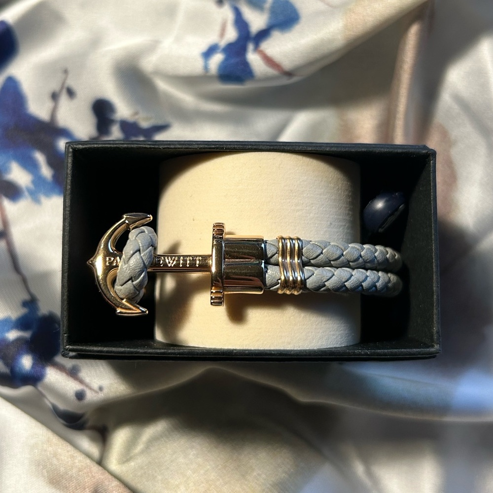 Paul Hewitt grey leather bracelet with gold anchor ⚓️ (unisex)